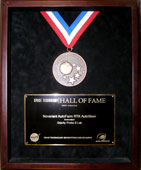 The Space Technology Hall of Fame medal awarded to the GP-B Labs in on April 6, 2006.
