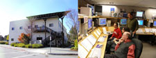 Photos of the outside and inside of the GP-B Mission Opeations Center (MOC) in 2005. (The building was demolished in 2006 to make room for a new environmental science building.)