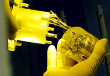 Assembling a GP-B gyroscope.