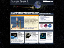 Screen shot of new GP-B Web site Home Page